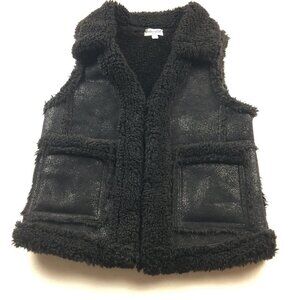 Splendid Pleather Sherpa Vest  Black Metallic